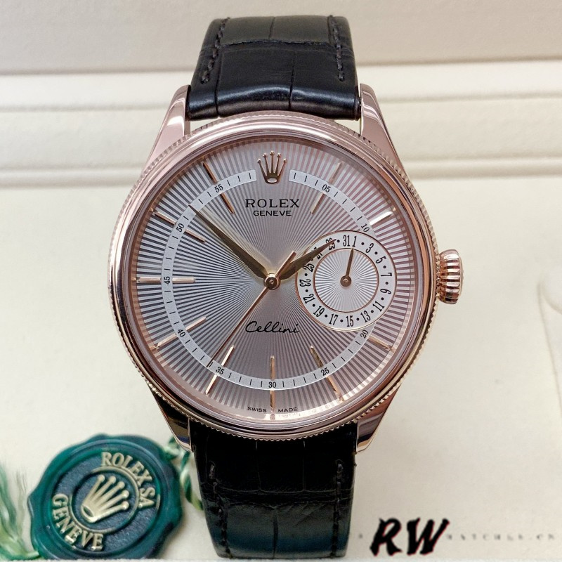 Rose Gold Silver Guilloche Index Dial