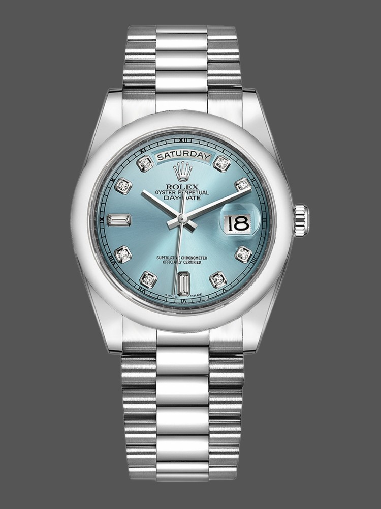 Ice Blue Diamond Dial Platinum Date 36mm Unisex