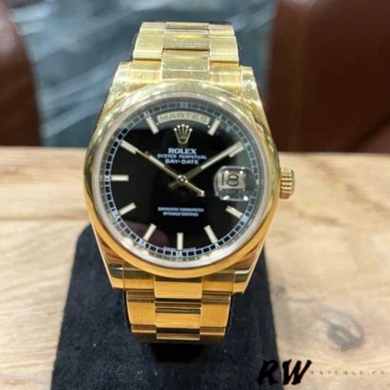 Black Arabic Dial Yellow Gold Date 36mm Unisex