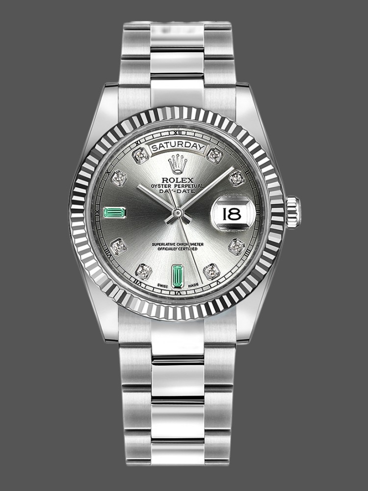 Rhodium Grey Dial White Gold Date