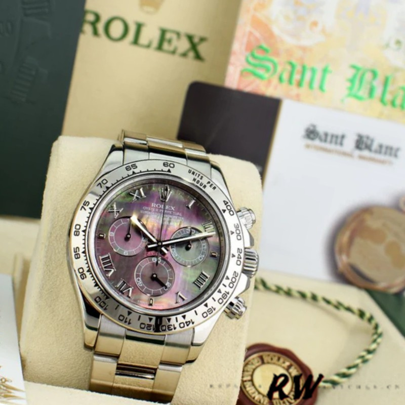 Black Mother Of Pearl Dial White Gold 40mm Men