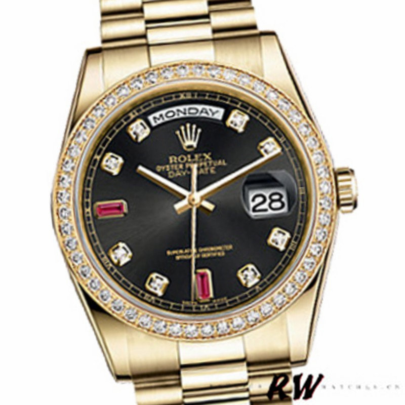 Black Diamond Dial Yellow Gold Date
