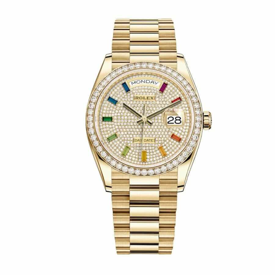 Pave Diamond Dial Yellow Gold 40mm Men