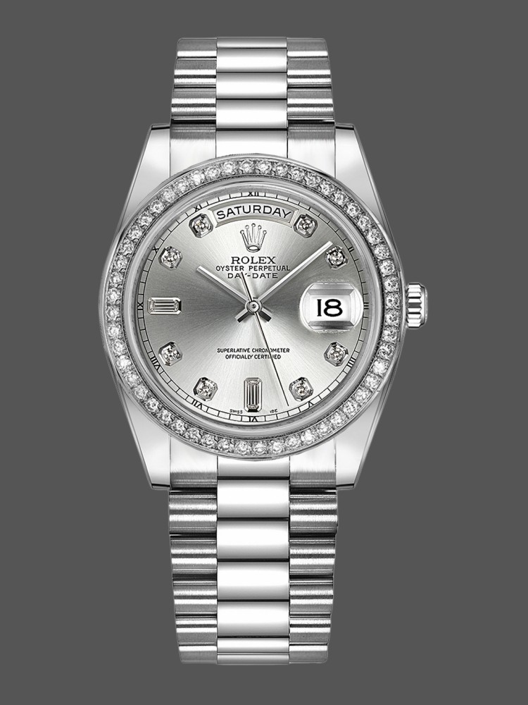 Silver Dial Diamond Platinum Date