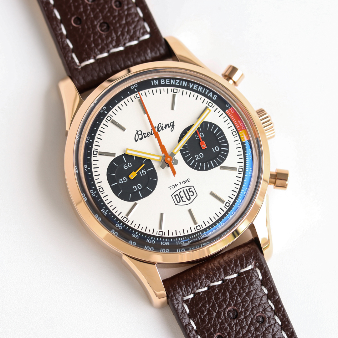 Vintage Racing Chronograph | 42mm Rose Gold-Toned Case Black Ring