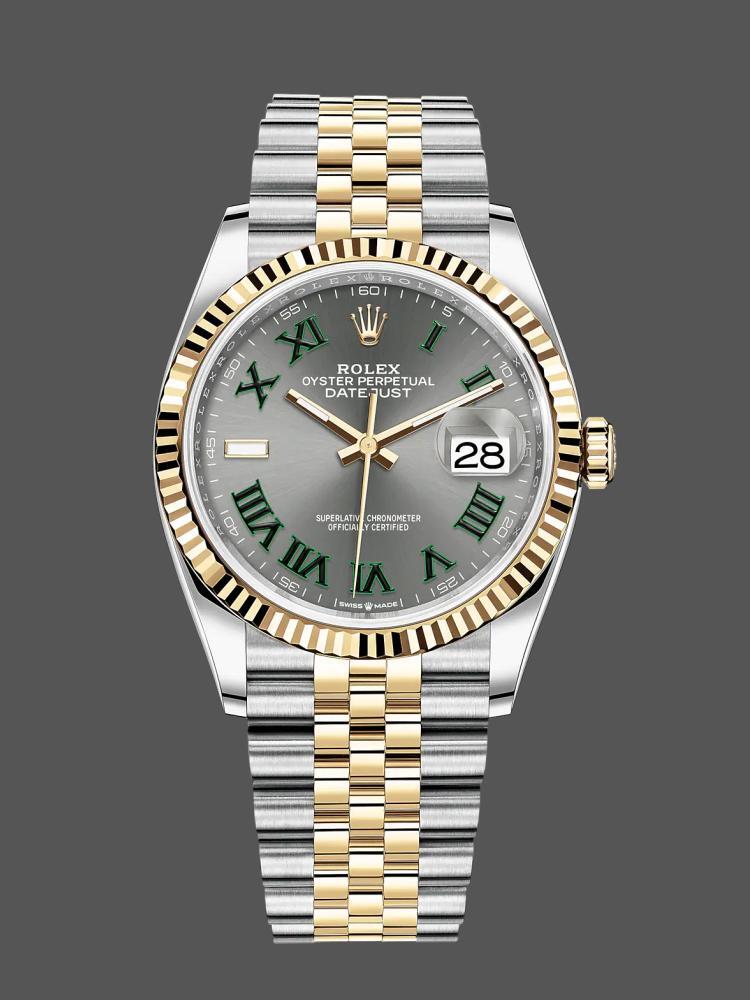 Two Tone Steel Yellow Gold Grooved Bezel Date 36mm Unisex
