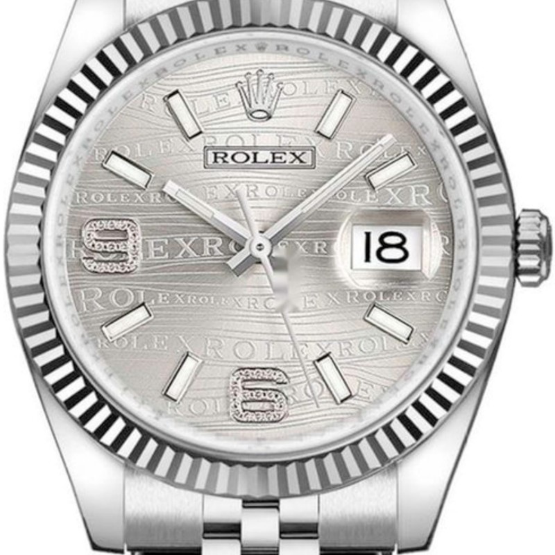 Rhodium Wave Diamond Dial 36mm Unisex