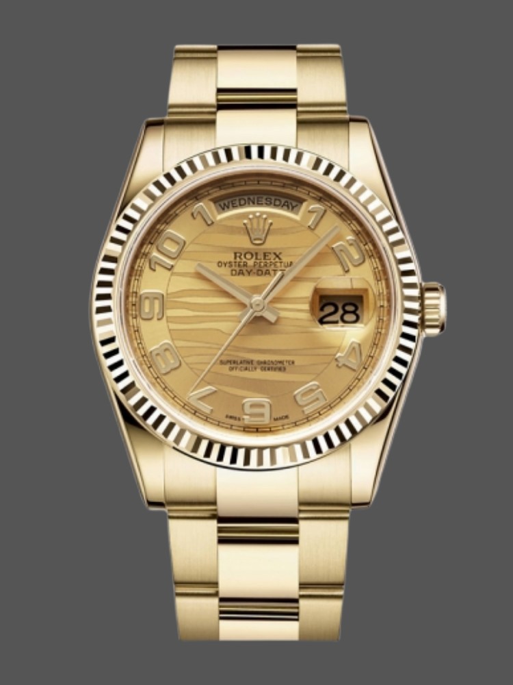 Arabic Numeral Wave Champagne Dial Date