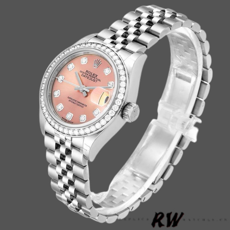 Steel White Gold Pink Dial Date