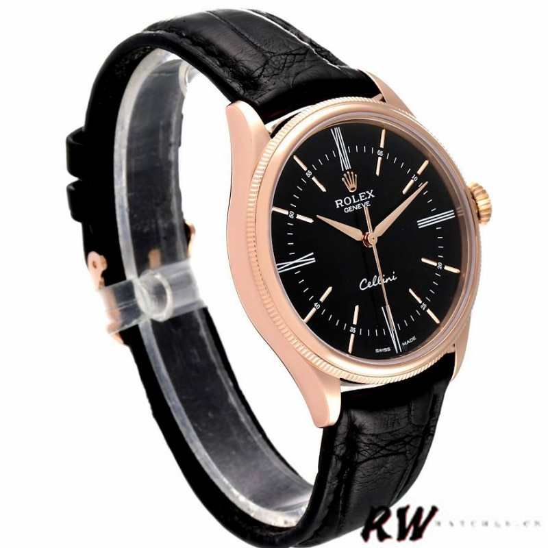 Black Dial Black Leather Strap