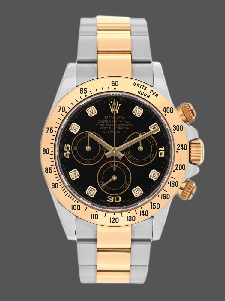 Black Diamond Dial Two Tone Chronograph 40mm Mens