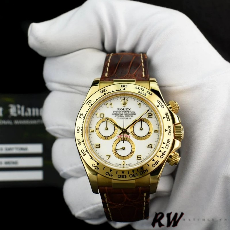 Yellow Gold White Dial Chronograph 40mm Mens