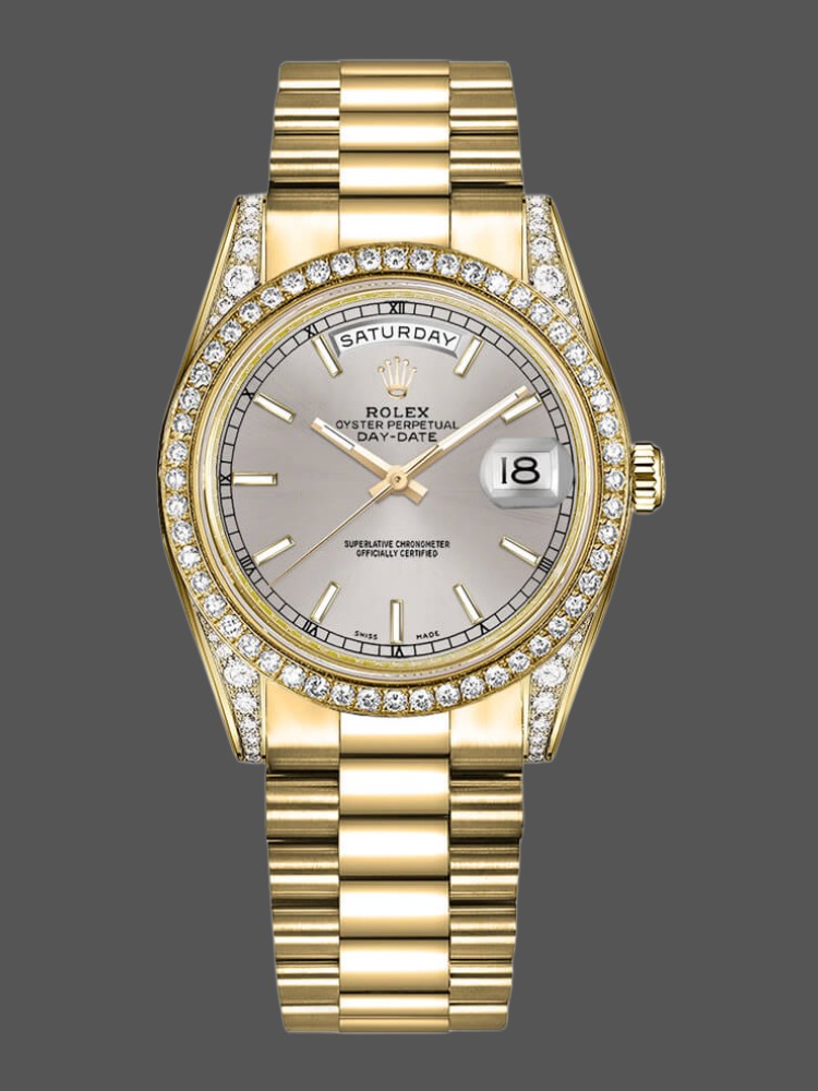 Yellow Gold Silver Index Dial