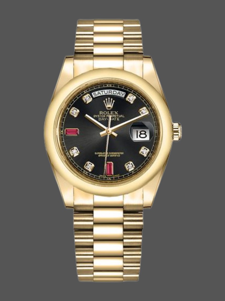 Black Diamond Dial Yellow Gold Date 36mm Unisex