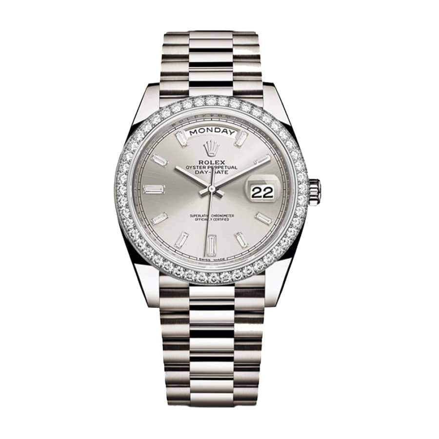 Sundust Dial Diamond Bezel White Gold 40mm Men