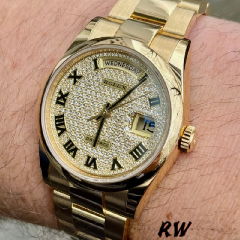 Yellow Gold Pave Diamond Dial Date