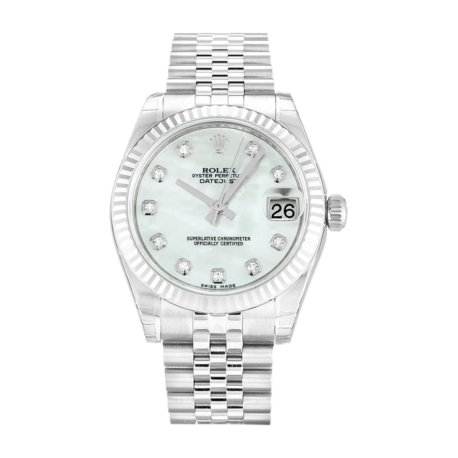 Diamond Markings Fluted Bezel Yellow Gold 28mm Lady