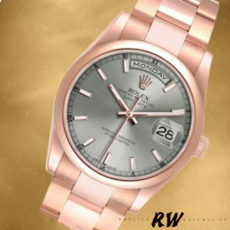 Grey Dial Rose Gold Date 36mm Unisex