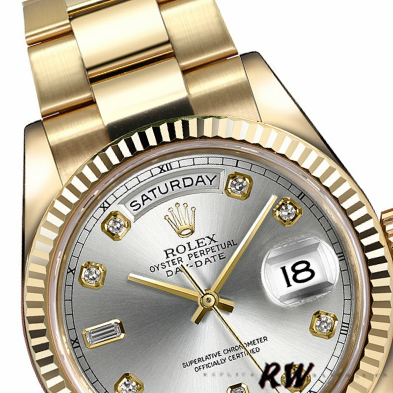 Yellow Gold Silver Diamond Dial Date