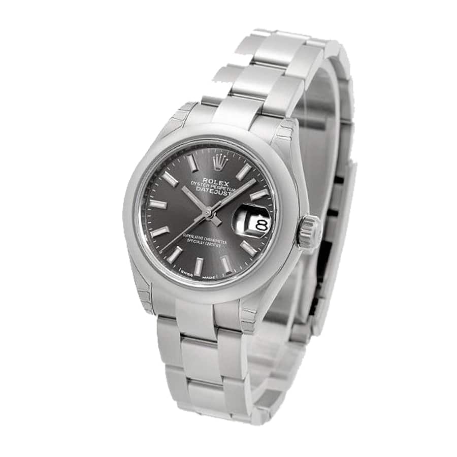 Dark Grey Dial Fluted Bezel Yellow Gold 28mm Lady