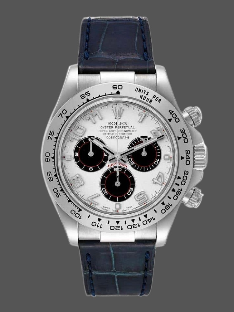Panda Dial Blue Leather Strap Chronograph 40mm Mens