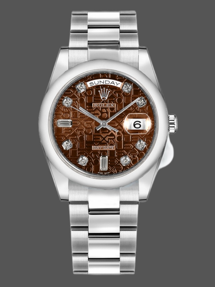 Chocolate Brown Diamond Dial White Gold Date 36mm Unisex