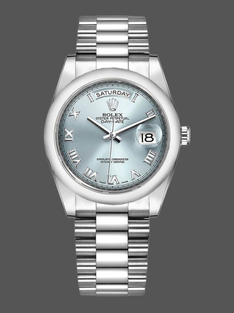 Ice Blue Roman Dial Platinum Date 36mm Unisex