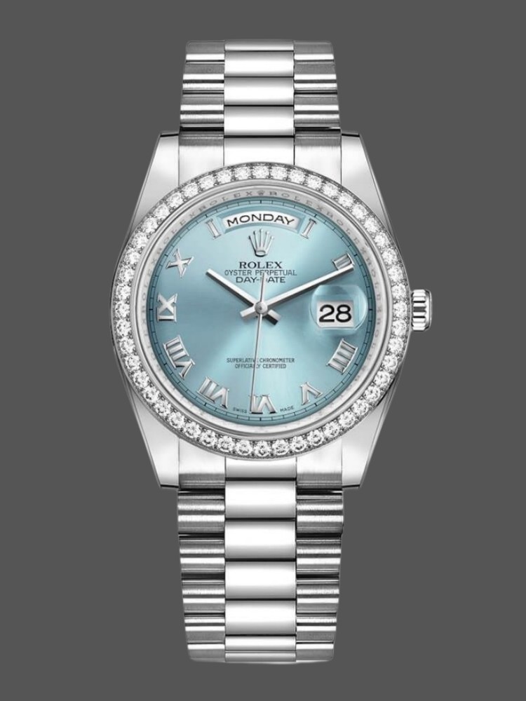 Roman Ice Blue Dial Platinum Date