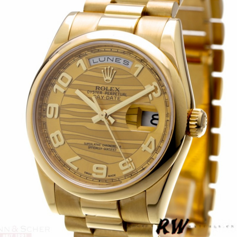 Arabic Numeral Wave Champagne Dial Date