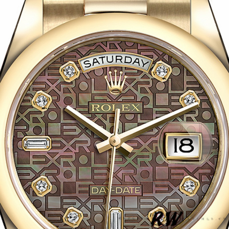 Black MOP Diamond Dial Yellow Gold Date 36mm Unisex
