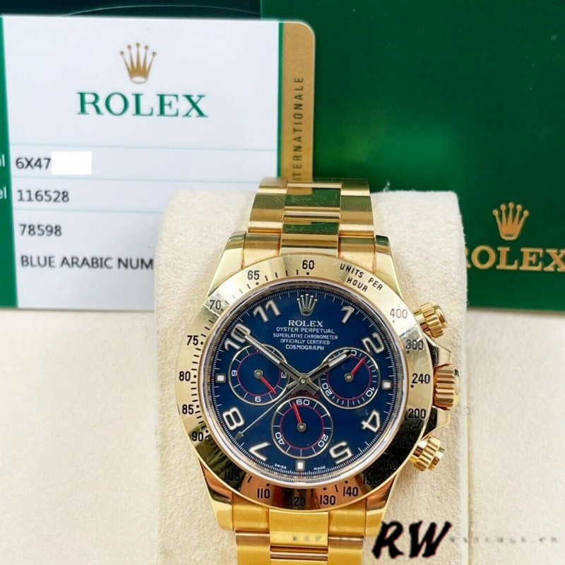 Yellow Gold Blue Racing Dial Chronograph 40mm Mens