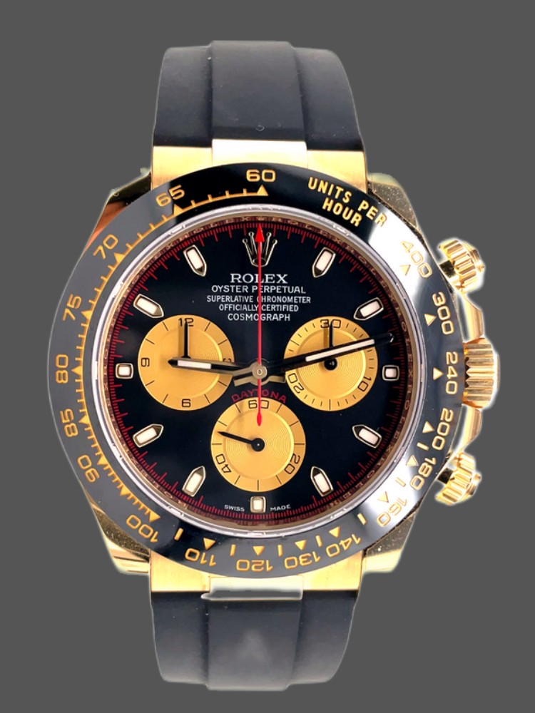 Black Dial Rubber Strap Chronograph 40mm Mens