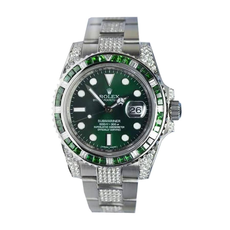 Green Diamond Dial Stainless Steel 40mm Men