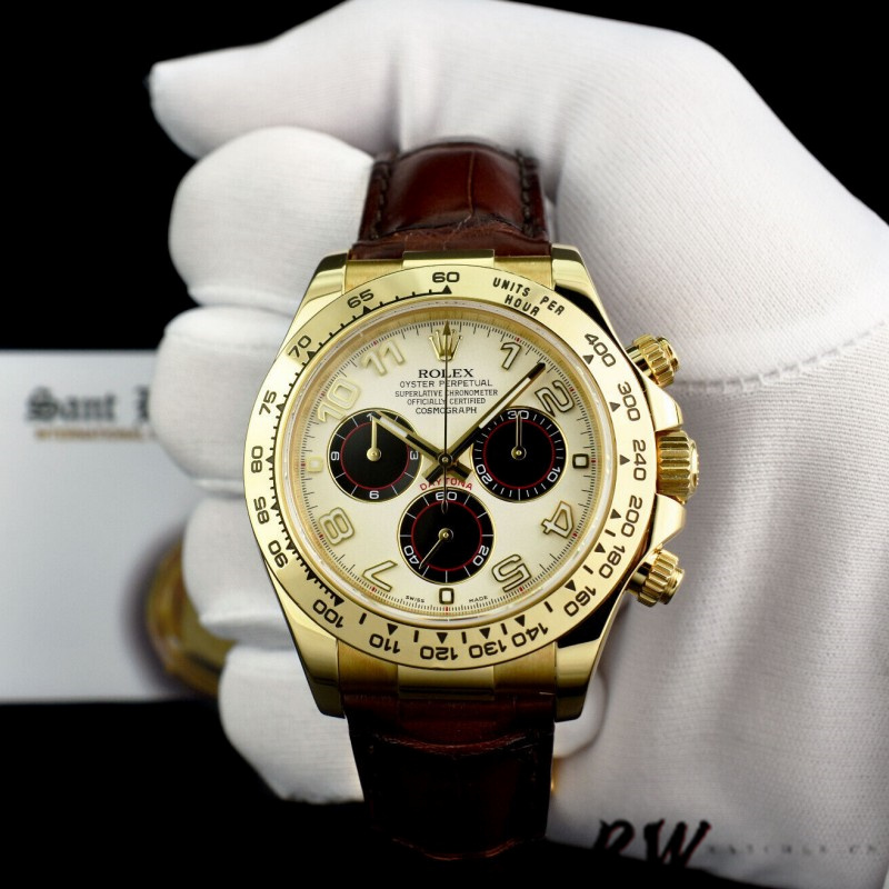 Ivory Dial Brown Leather Strap Chronograph