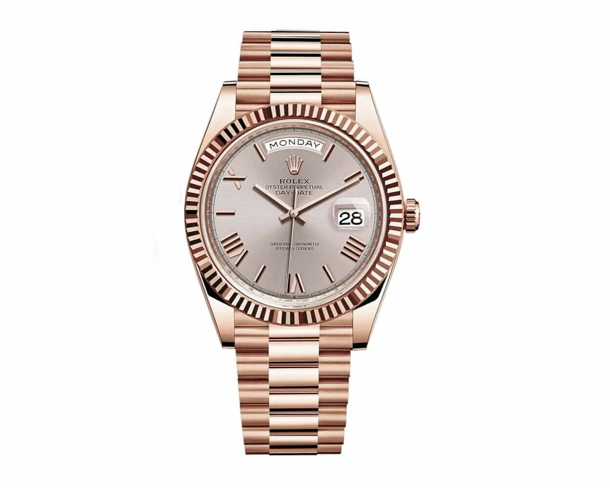 Rhodium Dial Rose Gold 40mm Men