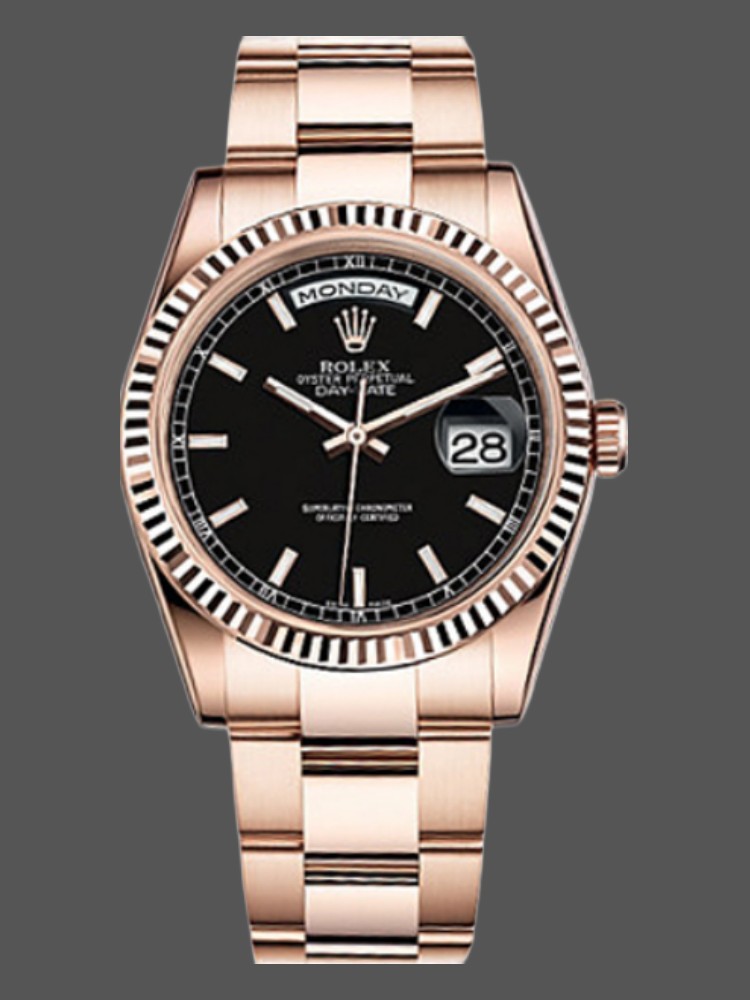 Black Dial Fluted Bezel Date