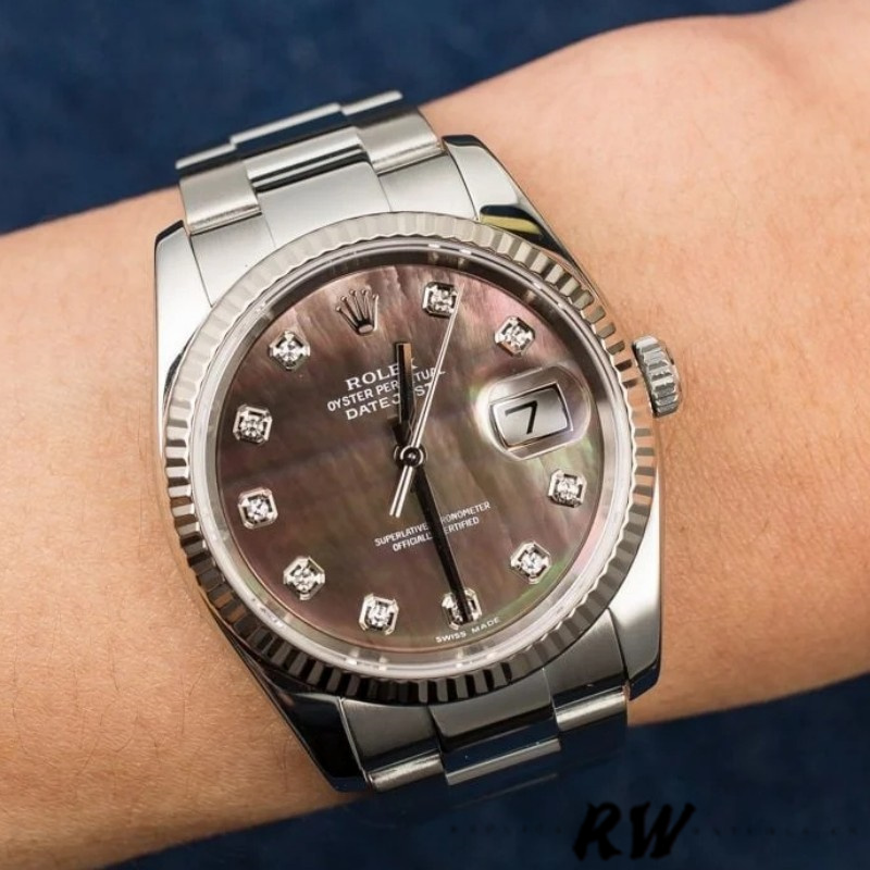 Black MOP Dial Diamond Markers Auto Date 36mm Unisex