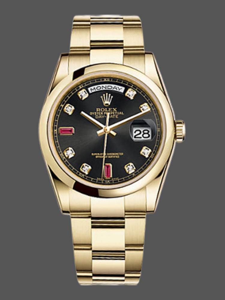 Black Diamond Dial Yellow Gold Case