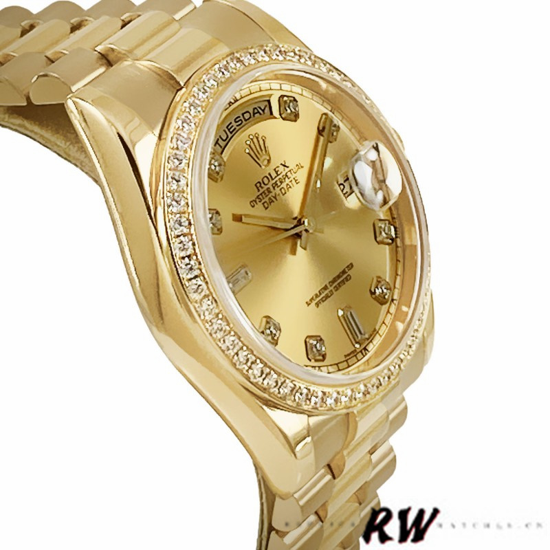 Champagne Diamond Dial Yellow Gold Date