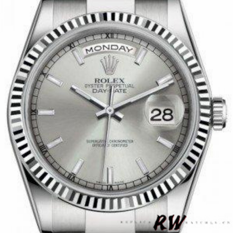 White Gold Silver Dial Date