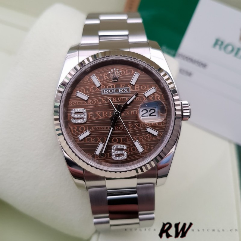 Bronze Waves Diamond Dial Date 36mm Unisex