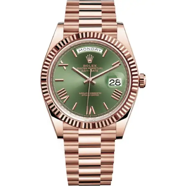 Green Roman Dial Everose Gold 40mm Men