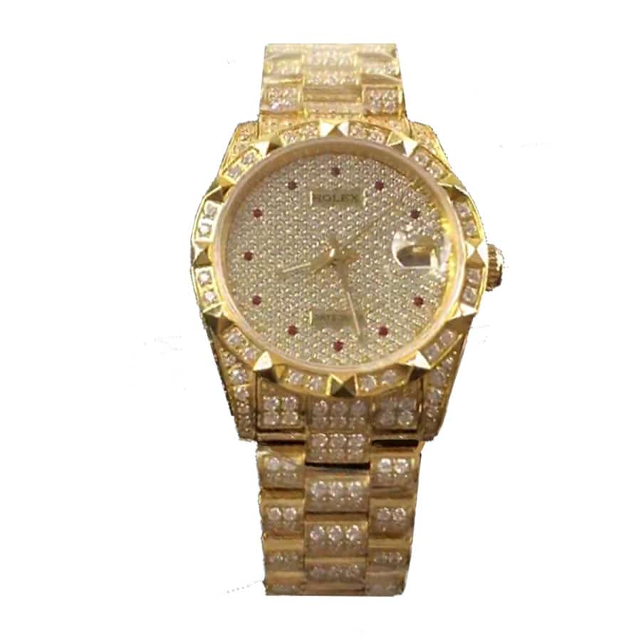 Full Diamond Dial Yellow Gold 40mm Men
