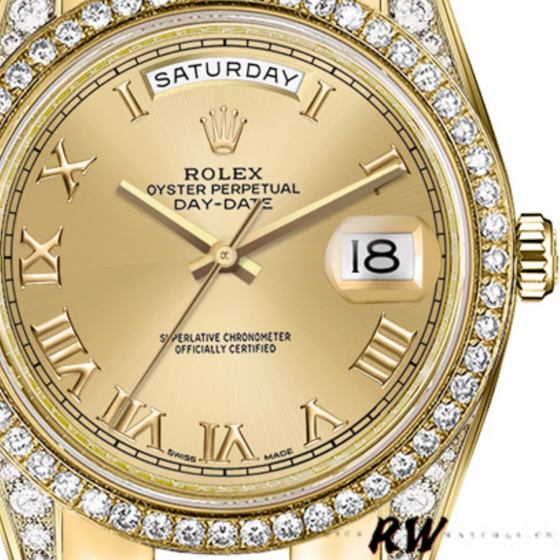 Diamond Bezel Champagne Roman Numeral Dial