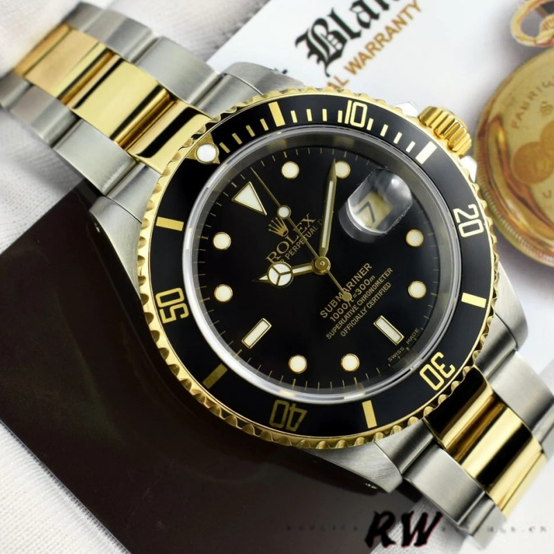 Black Dial Two Tone Diver 40mm Mens