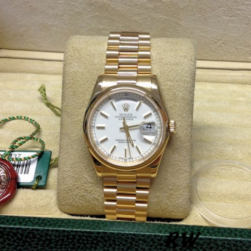 White Dial Yellow Gold Date 36mm Unisex
