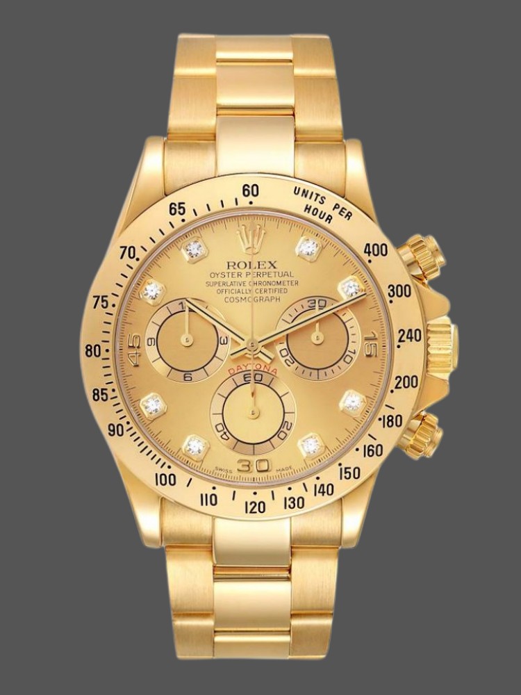 Champagne Diamond Dial Yellow Gold Chronograph 40mm Mens