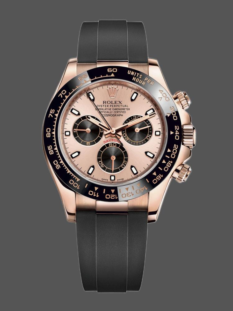 Black Pink Dial Racing Chronograph 40mm Mens