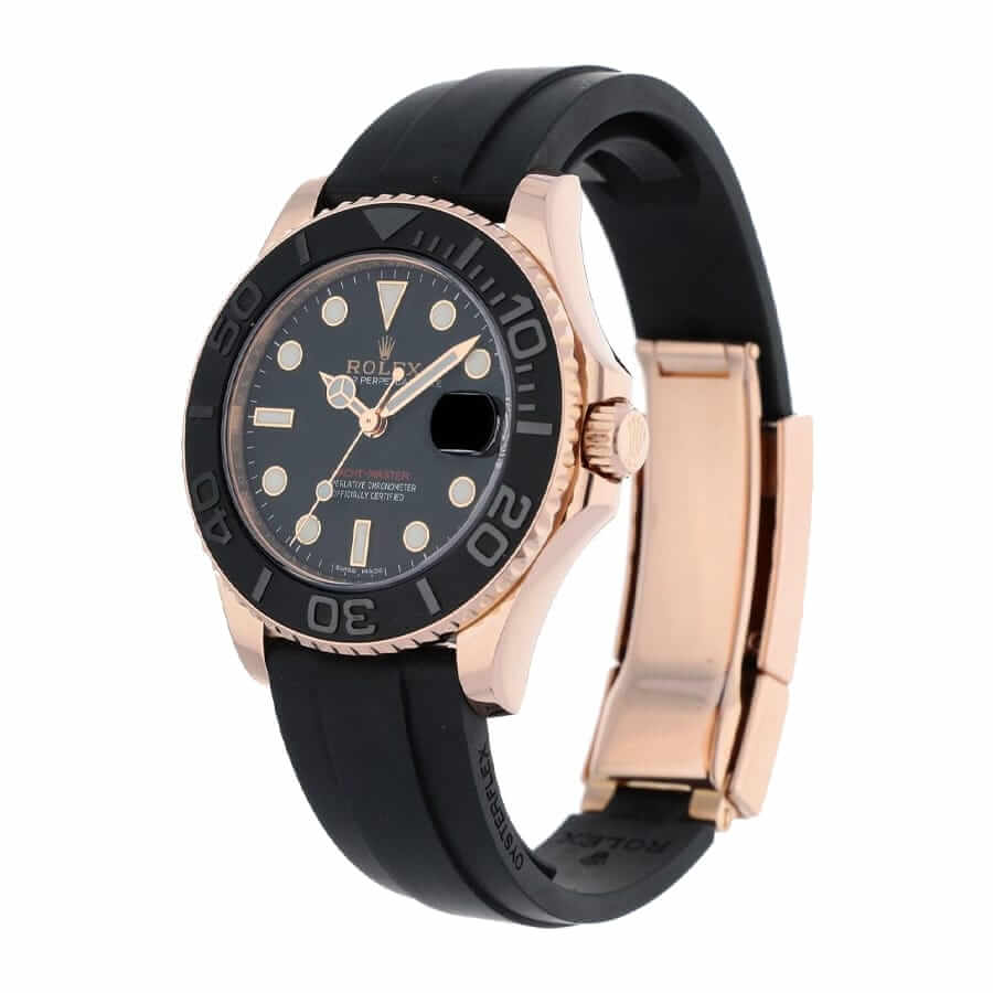 Black Dial Everose Gold Rubber 40mm Men