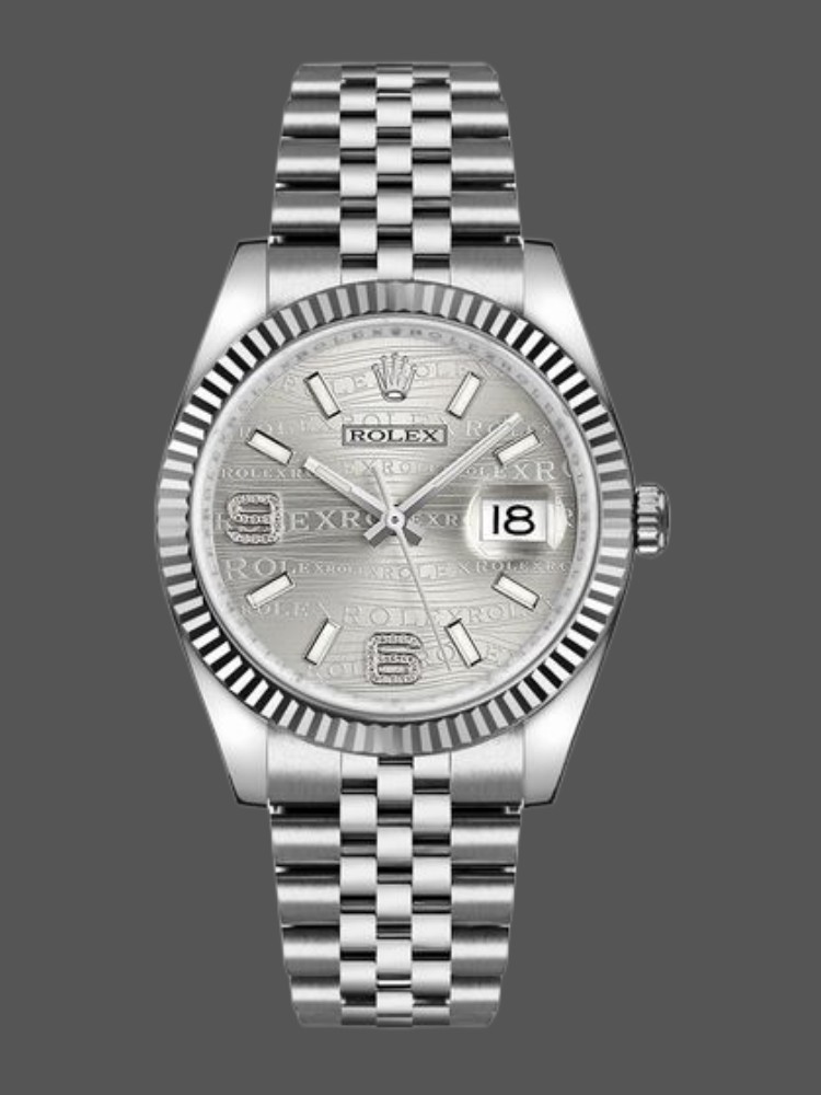 Rhodium Wave Diamond Dial 36mm Unisex